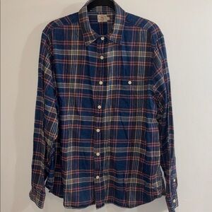 Faherty Blue and Red Plaid Casual Button Down Shirt